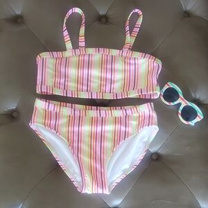 CAT & JACK Girls 2 Piece Swim Suit Size L (10/12)